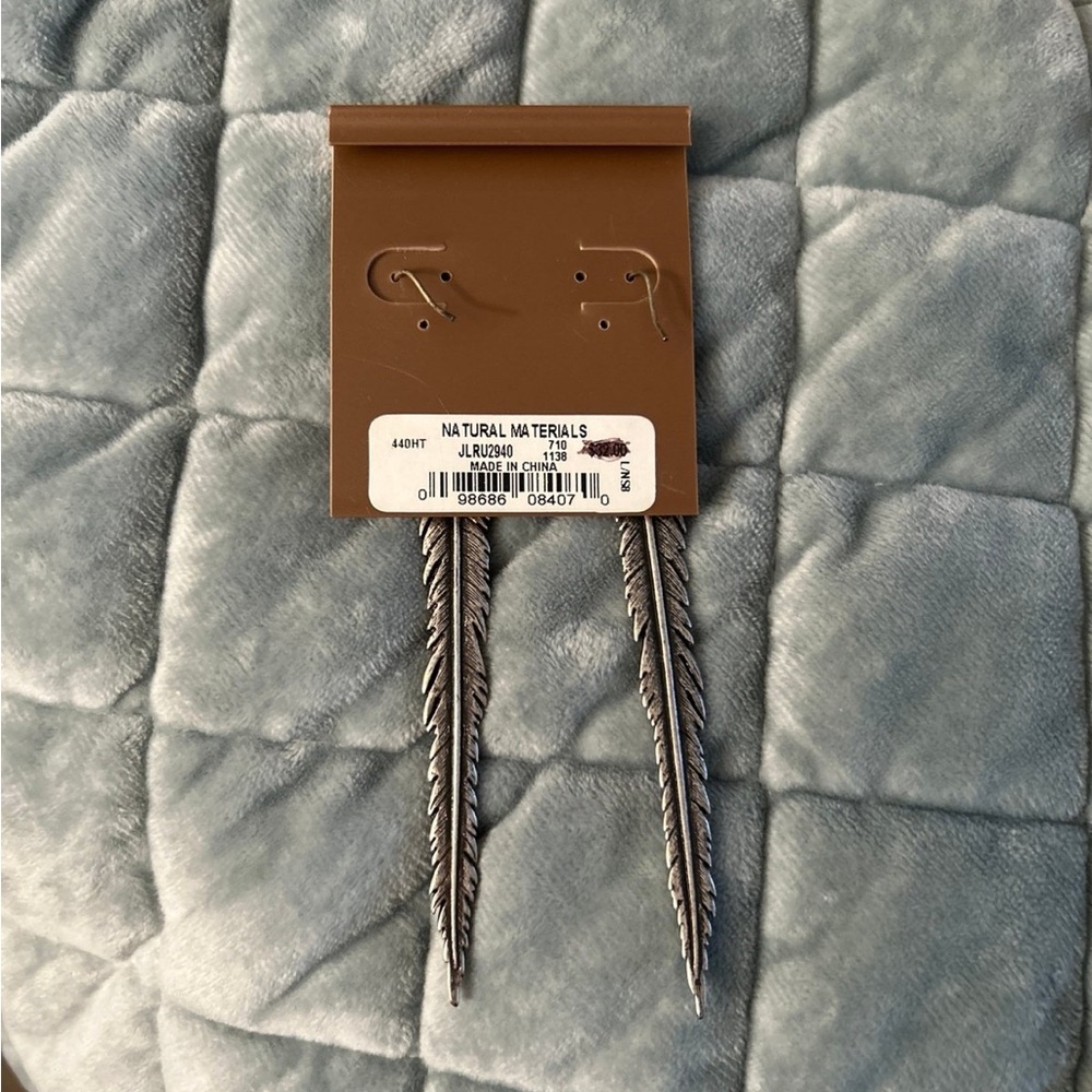 Lucky Brand Silver Feather Drop Earrings - Picture 2 of 4